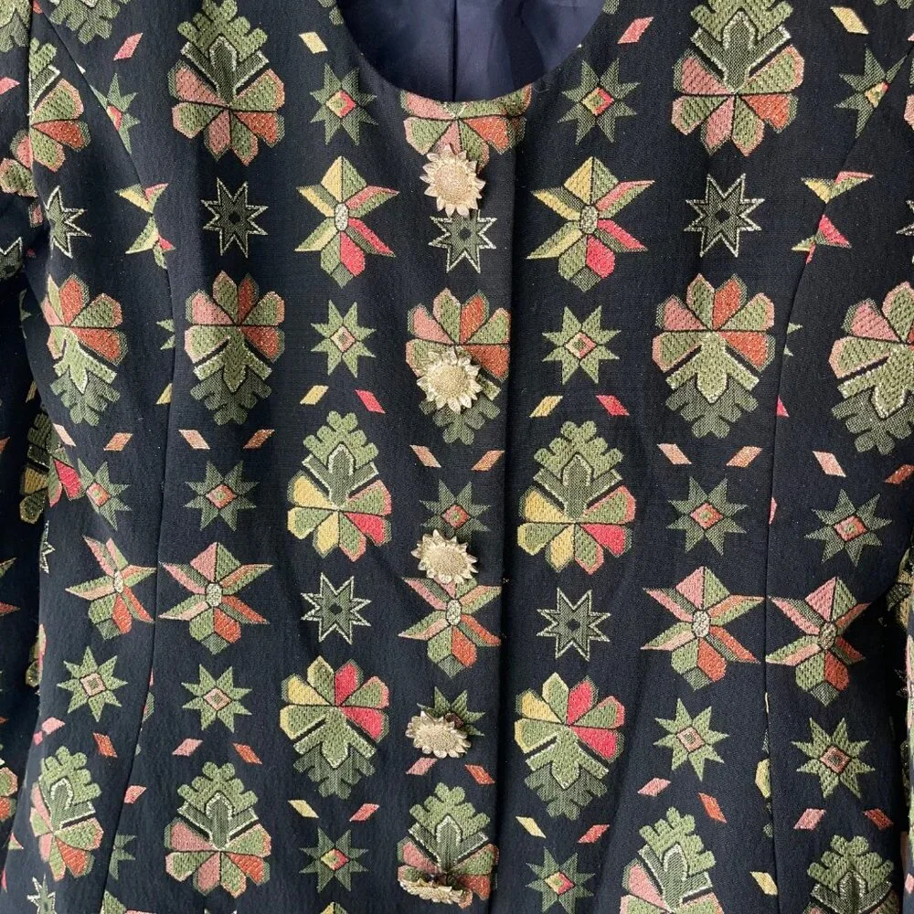Victor Costa Vintage Womens Skirt Suit Size 10 Multicolor Brocade Star Print - Picture 15 of 16